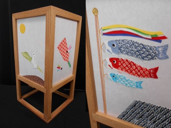 099H265 着物生地で作ったおしゃれな行灯（あんどん） 春夏秋冬