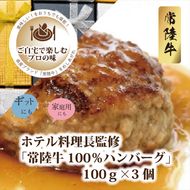 169-1-002　Ｂ－26　ホテル料理長監修「常陸牛１００％ハンバーグ」１００ｇ×３個＜2025年2月頃～順次発送＞