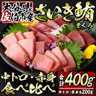 佐伯市産本マグロ 中トロ・赤身 食べ比べ(合計約400g・中トロ200g・赤身200g) 中とろ あかみ セット マグロ 鮪 刺身 さしみ 魚 海鮮 冷凍 大分県 佐伯市【DH258】【(株)ネクサ】