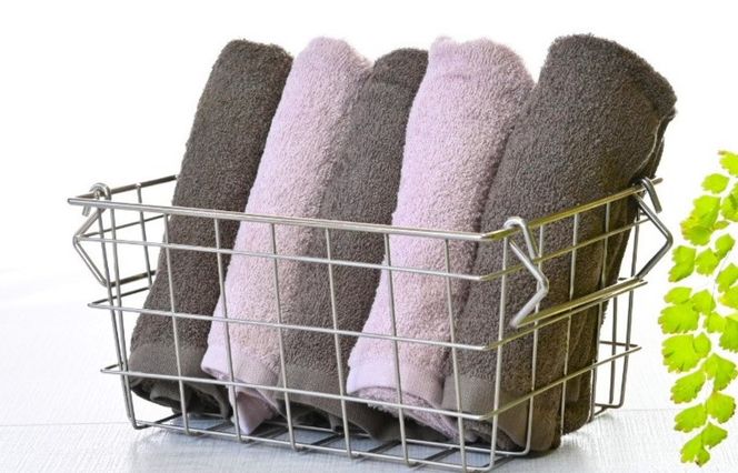 010B1556 ふんわりやさしいモノトーンタオル 5枚セット（ココア＆ピンクグレー）35×80cm 泉州タオル【泉州タオル 国産 吸水 普段使い シンプル 日用品】