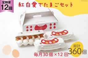 AH109 【12回定期便】紅白愛でたまごセット30個 総計360個【 卵 たまご 島原市 定期便 お祝い 】