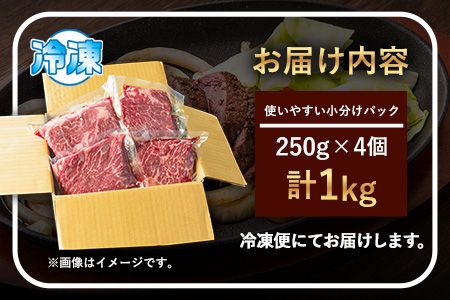 あか牛 赤身ステーキ用 1kg (250g×4) 白水乃蔵《60日以内に出荷予定(土日祝除く)》 あか牛 あかうし 赤牛 赤身 冷凍 小分けパック---sms_fhakakas4_60d_r7_33500_1kg---