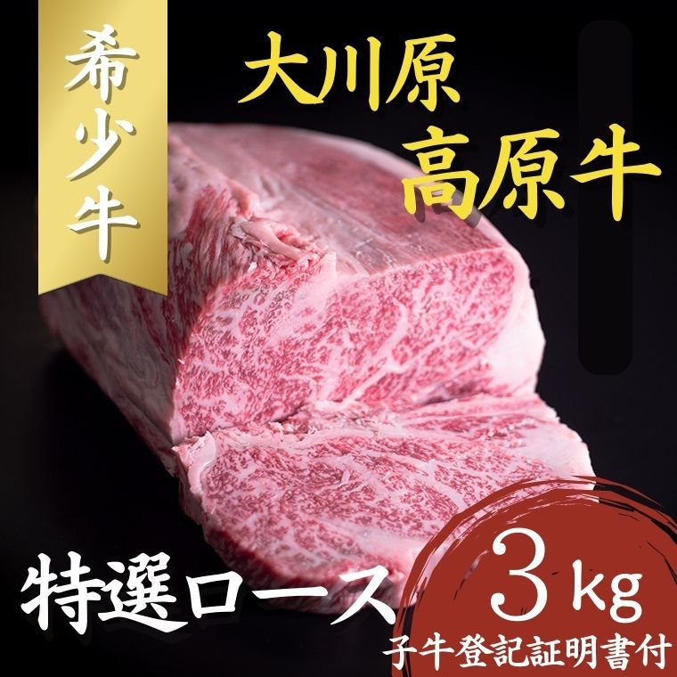 大川原高原牛 特選ロース 3kg [30日以内に出荷予定(土日祝除く)] ---sanagouchi_nfw_14_3kg---