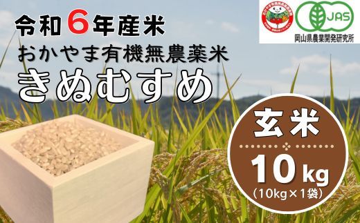 令和6年産おかやま有機無農薬米「きぬむすめ」10kg【玄米】24-033-001