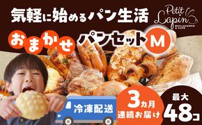 【3回定期便】Petit Lapin 箱いっぱいのおまかせパンセット M 菓子パン 総菜パン 食事パン 愛西市/Petit Lapin【配達不可：離島】[AEBI003]