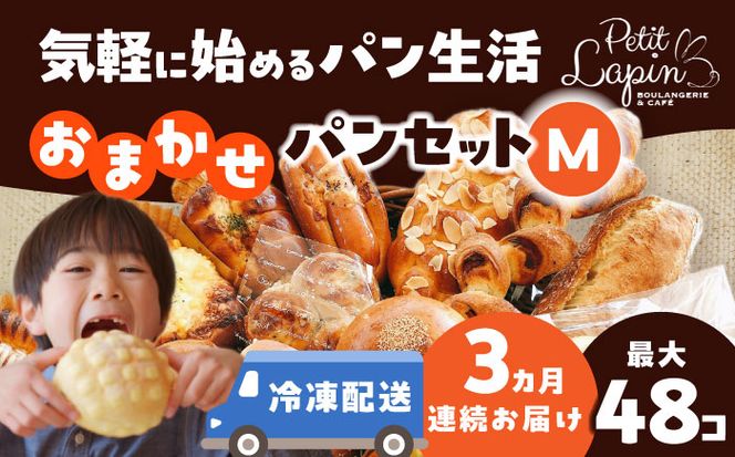 【3回定期便】Petit Lapin 箱いっぱいのおまかせパンセット M 菓子パン 総菜パン 食事パン 愛西市/Petit Lapin【配達不可：離島】[AEBI003]