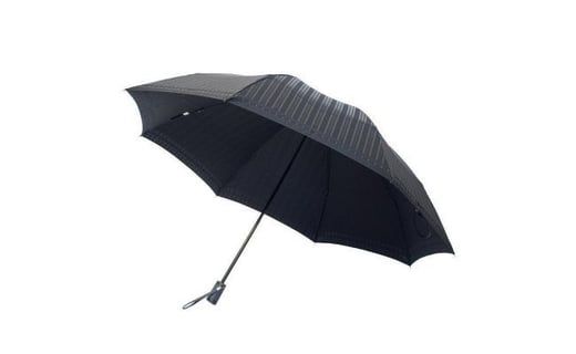 槙田商店【紳士折りたたみ傘 】Tie Stripe×Plain ブラック FAA5016