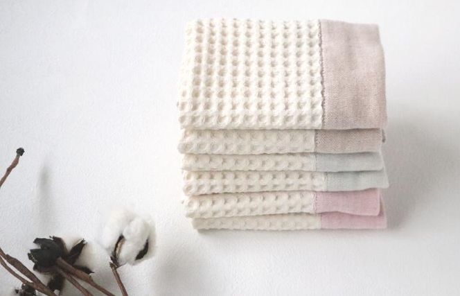 G1992 【オーガニック100％】泉州南部織 cherirワッフルウォッシュタオル6枚セット