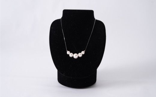 GL013コットンパール「ホワイト」シルバーチェーンネックレスとピアス3点セット