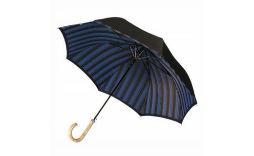 槙田商店【紳士雨傘】長傘 Tie Plain×Stripe 濃紺 FAA5007