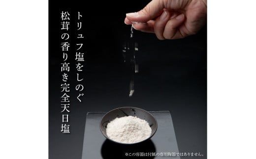 【四国一小さなまちの塩】田野屋塩二郎謹製 国産松茸塩 40g 専用陶器付き 完全天日塩 田野屋塩二郎 世羅の大地 松茸 塩 松茸塩 お塩 しお 天然塩 国産 贅沢 調味料 料理 つけ塩 食用 海水