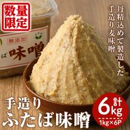数量限定！手造りふたば麦味噌(計6kg・1kg×6P)国産 みそ 加工品 調味料 味噌汁【デイハウスふたば脇本】akn041-01
