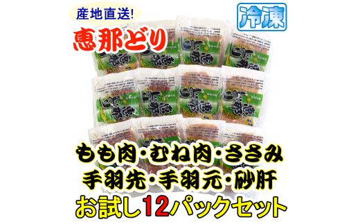 産地直送！恵那どり お試し6種 12パックセット 冷凍 F4N-0451