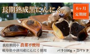 【全6回定期便】 栽培期間中農薬不使用 岐阜県中津川産にんにく使用 長期低温熟成黒にんにく バラ300g F4N-0457