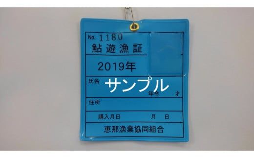 恵那漁業協同組合 鮎釣年間遊漁証 F4N-0986