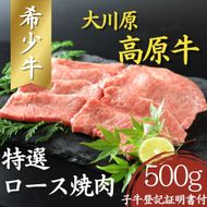 大川原高原牛　特選ロース焼肉　500g