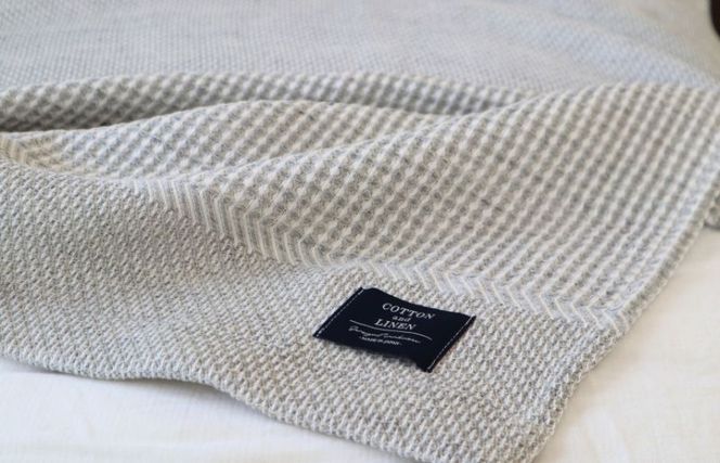 G1987 【スピード発送】コットンリネン 泉州南部織 ハニカムワッフル織 シングルケット（グレー）