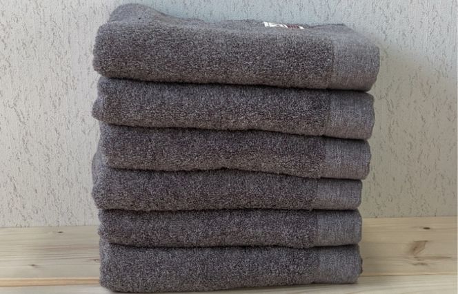 020C144 コットンＷ フェイスタオル 6枚（グレー）【泉州こだわりタオル】【泉州タオル 国産 吸水 普段使い 無地 シンプル 日用品 家族 ファミリー】