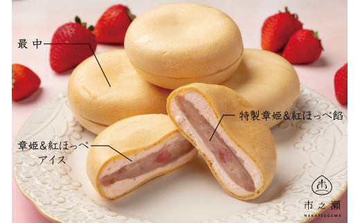 中津川市之瀬 「章姫＆紅ほっぺ最中アイス」 8個入 F4N-1836