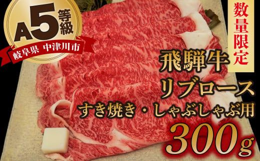 【数量限定！チルド（冷蔵）発送！】「飛騨牛」A5等級リブロース 300g すき焼き しゃぶしゃぶ F4N-1229