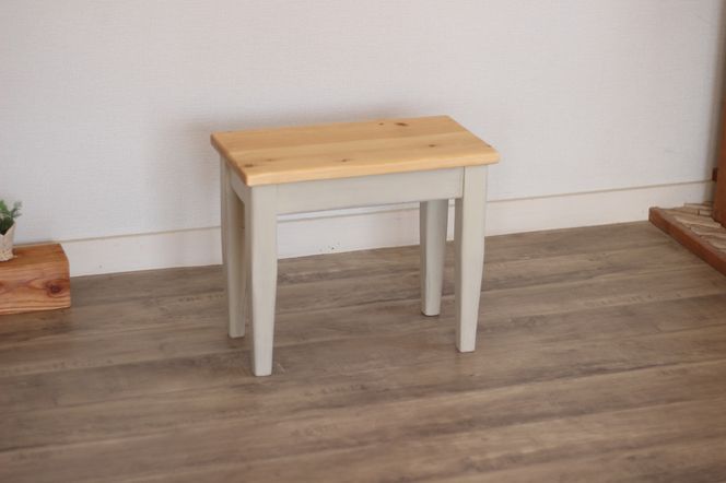 四角いスツール　オールドパイン×アンティークホワイト【受注生産商品】 BHRA010