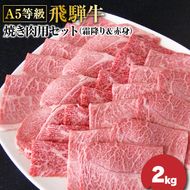 F-24 Ａ5等級飛騨牛焼き肉用セット2ｋｇ（霜降り＆赤身）各1ｋｇ