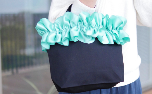 【ハンドメイド作家作品】fluffy bag ( ティファニーブルー )& ヘアゴム 1個 セット《築上町》【＊serendipity＊】 [ABAS012]