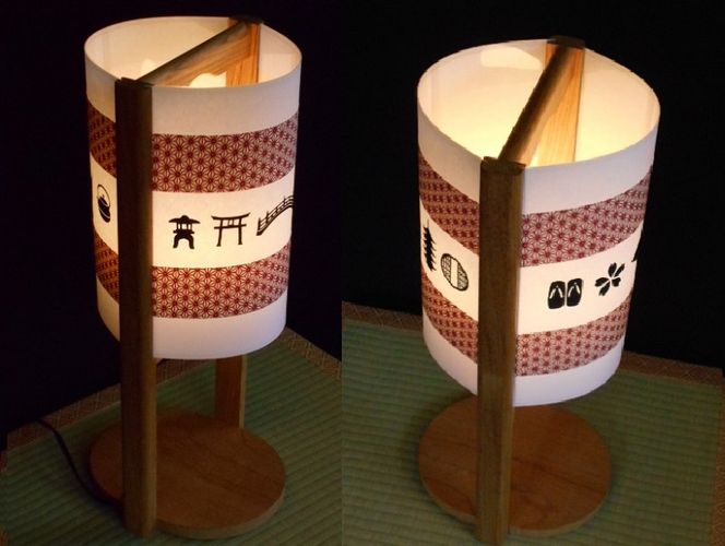030D060 着物生地で作ったおしゃれな行灯（あんどん） 日本の文化