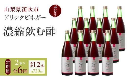 【6回定期便】ドリンクビネガー（ぶどう720ml）12本セット ※ぶどう×2本を6回お届け 182-022