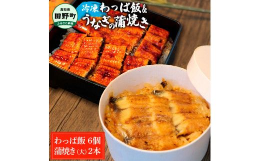 【ふるさと納税】★四国一小さなまち★田野町産うなぎのわっぱ飯6個+うなぎの蒲焼き(大)2尾 鰻 ウナギ お弁当 ご飯 ごはん めし わっぱめし かば焼き 無頭 タレ付き 山椒付き ふっくら 美味しい 手軽 簡単 レンジ お取り寄せ 冷凍 配送 高知県 田野町 ふるさとのうぜい 故郷納税 返礼品