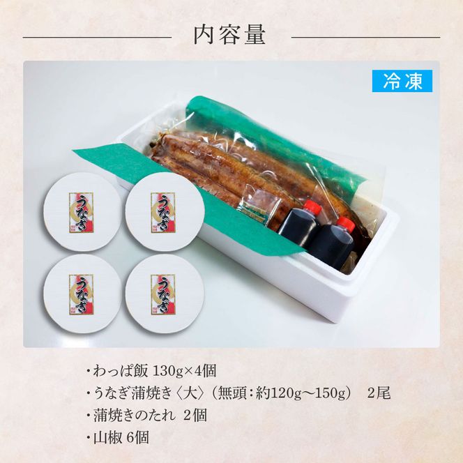 【ふるさと納税】★四国一小さなまち★田野町産うなぎのわっぱ飯4個+うなぎの蒲焼き(大)2尾 鰻 ウナギ お弁当 ご飯 ごはん めし わっぱめし かば焼き 無頭 タレ付き 山椒付き ふっくら 美味しい 手軽 簡単 レンジ お取り寄せ 冷凍 配送 高知県 田野町 ふるさとのうぜい 故郷納税 返礼品