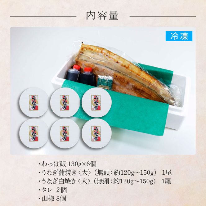 【ふるさと納税】★四国一小さなまち★田野町産うなぎのわっぱ飯6個+うなぎの蒲焼き(大)1尾+うなぎの白焼き(大)1尾 鰻 ウナギ お弁当 ご飯 ごはん めし わっぱめし かば焼き 無頭 タレ付き 山椒付き 簡単 レンジ お取り寄せ 冷凍 配送 高知県 田野町 ふるさとのうぜい 故郷納税 返礼品