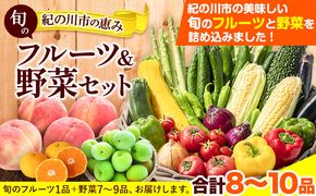 紀の川市の恵み 旬のフルーツ＆野菜セット 計8~10品《30日以内に出荷予定(土日祝除く)》和歌山県 紀の川市 フルーツ 果物 野菜 セット 桃 梅 みかん 新玉ねぎ なす トマト キャベツ---wfn_cwlocal22_30d_24_14000_8_10s---