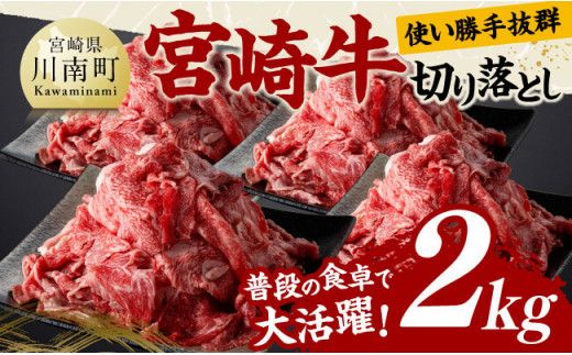 宮崎牛 切り落とし 2kg 【 肉 牛肉 国産 宮崎県産 黒毛和牛 切り落とし 】[D11423]