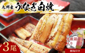 うなぎ 志おや 九州産 うなぎ 白焼 3本 塩 付 【スピード発送】 H-03