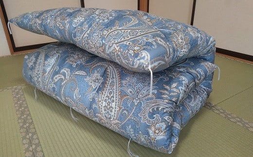 [7-13]昔ながらの敷布団[横105×縦210cm](ブルー)