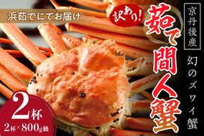 【訳あり！！幻のズワイ蟹】　　京丹後産　茹で間人蟹　鮮度抜群、浜茹でにてお届け！！ 800g級（足1本落ち）×2杯　YK00071