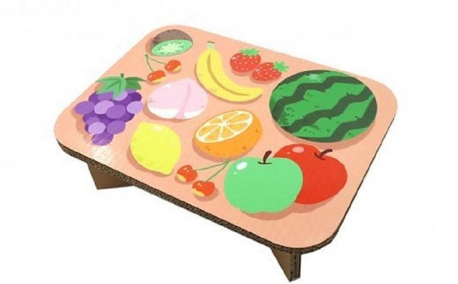 ＃ｔａｂｌｅ　フルーツ（ぴんく）　超軽量 組立式ダンボール製テーブル