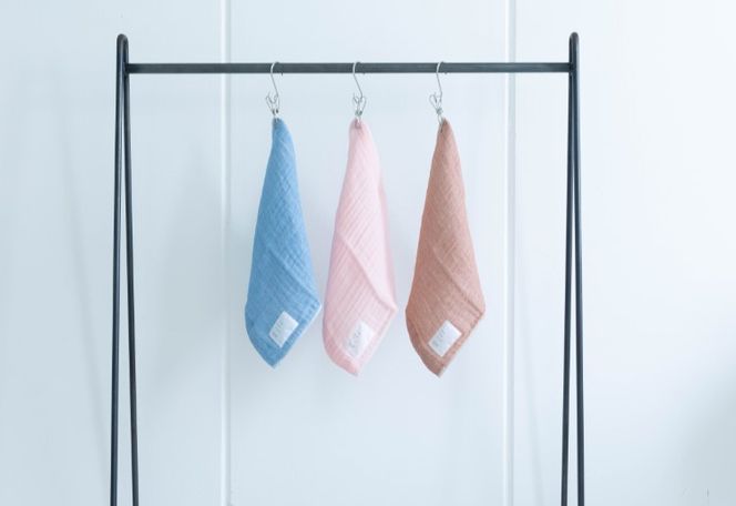 099H1794 抗菌・防臭のナチュラルな特殊織ガーゼのハンドタオル 3枚 ブルー ピンク ブラウン【泉州タオル 国産 吸水 普段使い シンプル 日用品】