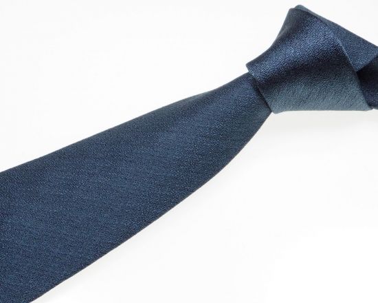 郡内織物「富士桜工房」シルクネクタイ『燻』梨地無地 納戸色 FAA1047