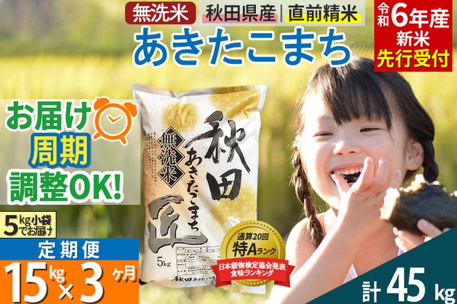 無洗米】＜令和6年産 新米予約＞《定期便3ヶ月》秋田県産 あきたこまち