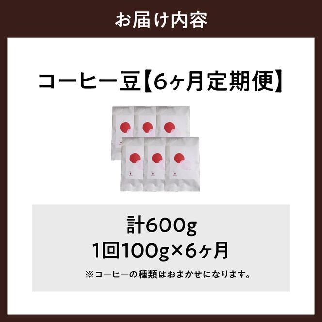 【6ヵ月定期便】自家焙煎コーヒー豆 100g×6ヵ月 種類おまかせ スペシャルティコーヒー こだわり 目利き 焙煎 自家焙煎 ティータイム 人気 群馬県 千代田町