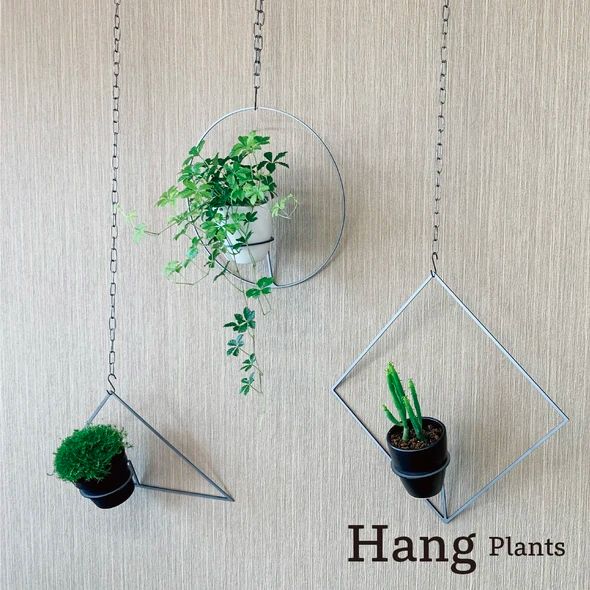GRAVIRoN Hang Plants シリーズ Diamond 黒皮鉄（プランツハンガー）