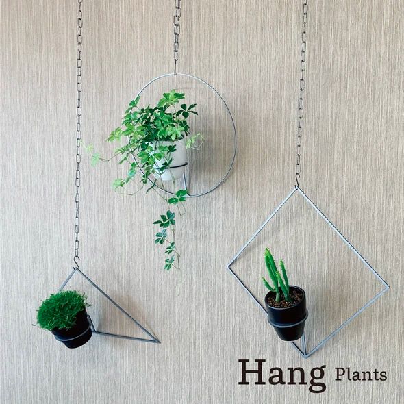 GRAVIRoN Hang Plants シリーズ Diamond 黒皮鉄（プランツハンガー） 観葉植物 プランター