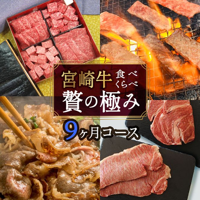 ＜定期便・全9回(連続)＞宮崎牛定期便食べ比べ贅の極み(9カ月コース)牛肉 お肉 黒毛和牛 焼肉 ステーキ すき焼き しゃぶしゃぶ スライス サーロイン リブロース モモ ウデ バラ 肩ロース クラシタ イチボ ヒレ ラム 国産 詰め合わせ 冷凍【AP-18】【日向屋】