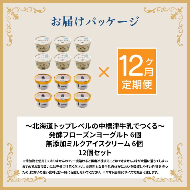 北海道 プレミアムミルクアイスクリーム×6個とフローズンヨーグルト×6個セット計12個　１２ｶ月定期便【11154】