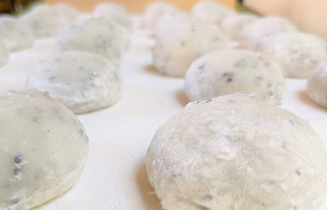 099H4040 老舗和菓子屋さんの杵つき生丸餅（ゴマ）12個＆つぶあん 200g×3セット