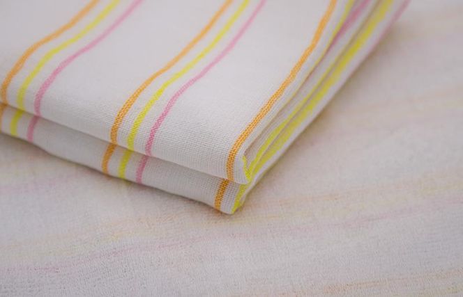 099H2380 ボーダーカラー ガーゼパイルタオル 4枚【泉州タオル 国産 吸水 普段使い シンプル 日用品 家族 ファミリー】