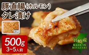 【宮崎産】豚直腸（ホルモン） タレ漬け 500g （3〜5人前）　N061-YA070