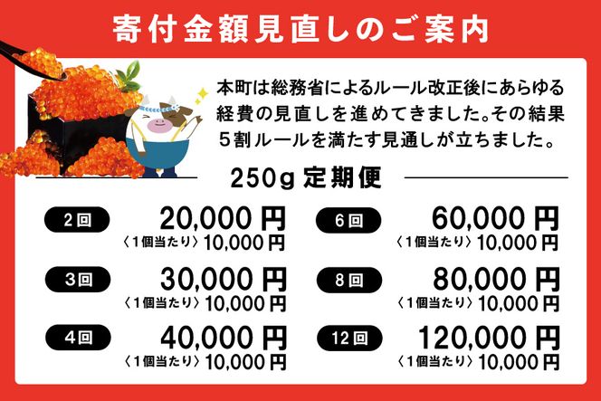 【250g×1パック 12回 お届け】 12ヵ月 定期便 漁協 直送！本場「北海道」 いくら 醤油漬け【NKM12NQ07】